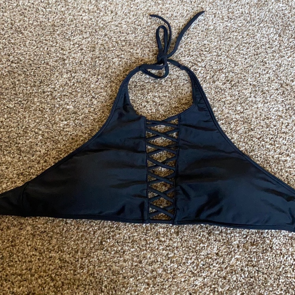 black halter bikini top